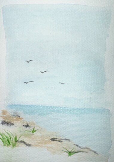 Easy Watercolor Beach Scene